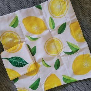 Lemon Printed Accent Pillow Cover Cases, Set of 2 Citrus Spring Summer Decor